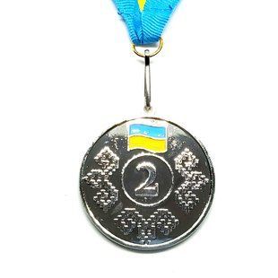Медаль спортивна 5 см зі стрічкою за ІІ місце J25-04S 27022 фото