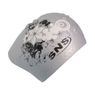 Шапочка для плавання для довгого волосся SNS KW-3СЕ silver flowers 11344 фото